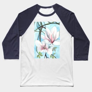 Watercolour painting of pink magnolia flowers Baseball T-Shirt